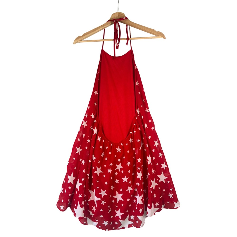 Show Me Your Mumu Katy Halter Mini Dress Star Print L Resort Patriotic Red - Picture 4 of 9